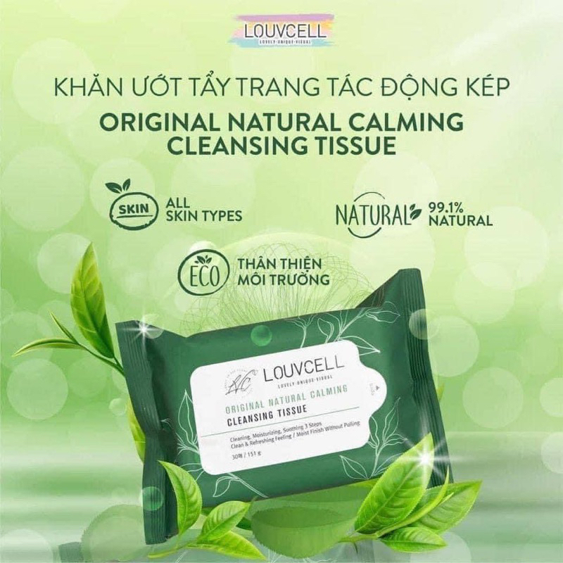 Khăn ướt tẩy trang Louv Cell Original Natural Calming Cleansing 30 miếng