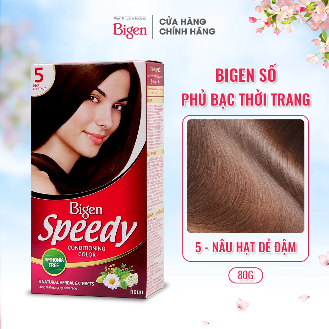 Thuốc nhuộm tóc Bigen Speedy Conditioning Color phủ bạc thảo dược màu tự nhiên [Hộp hồng]