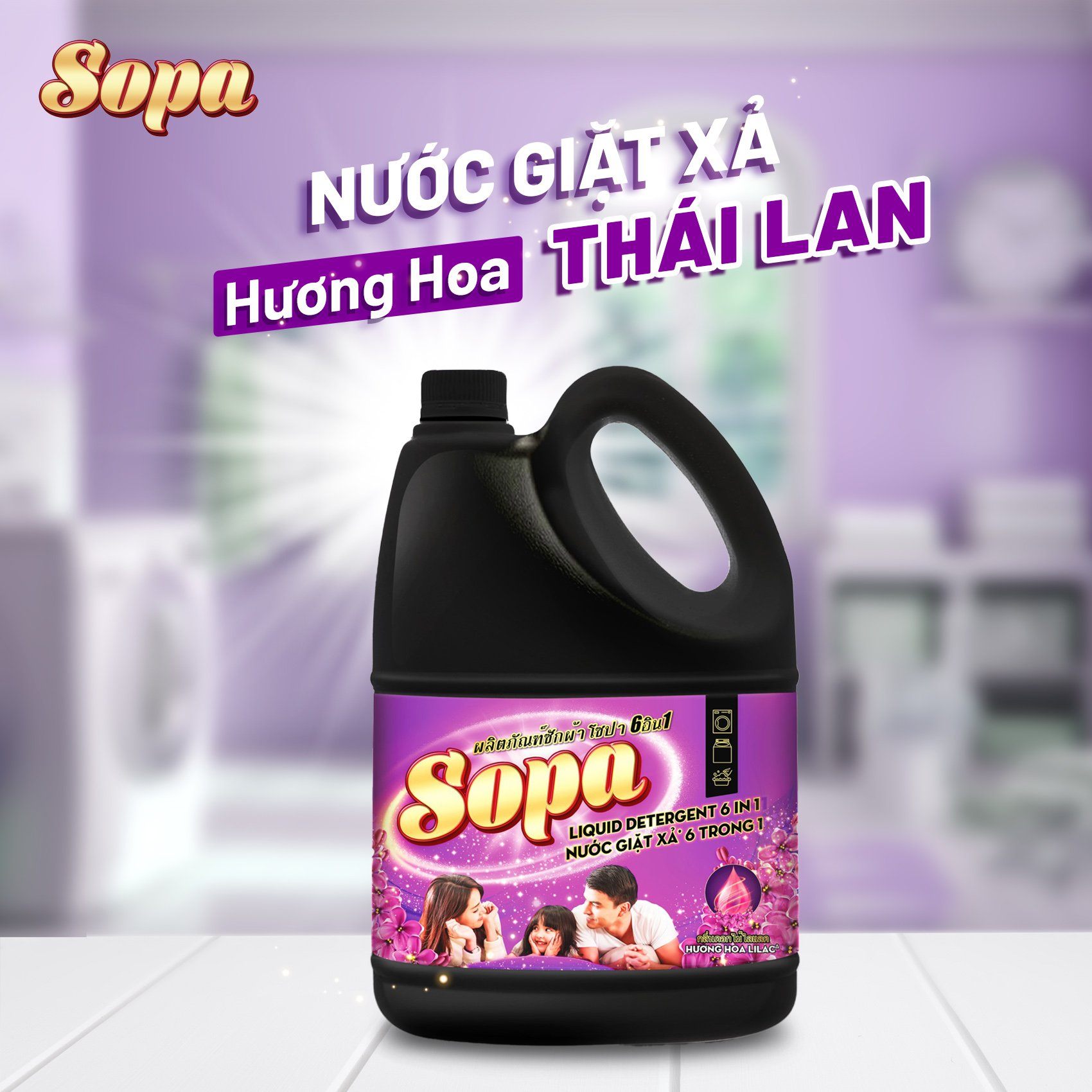 NƯỚC GIẶT XẢ HƯƠNG HOA SOPA CAN 3.6KG