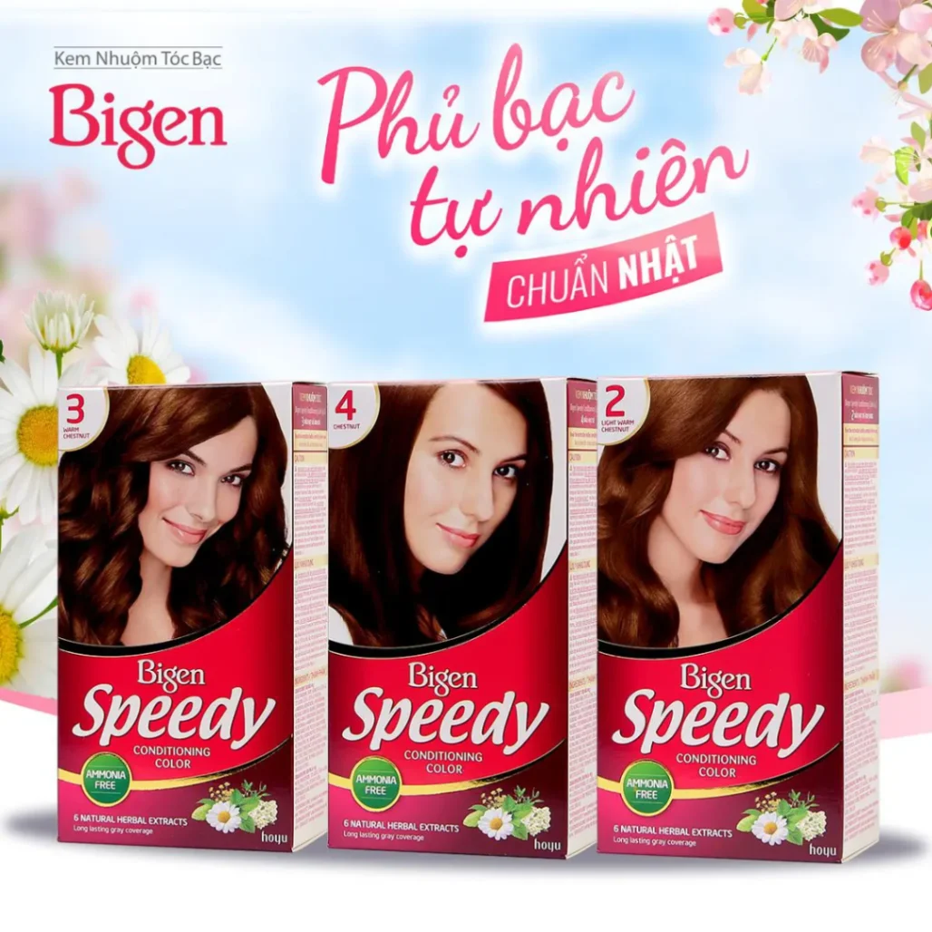 Thuốc nhuộm tóc Bigen Speedy Conditioning Color phủ bạc thảo dược màu tự nhiên [Hộp hồng]