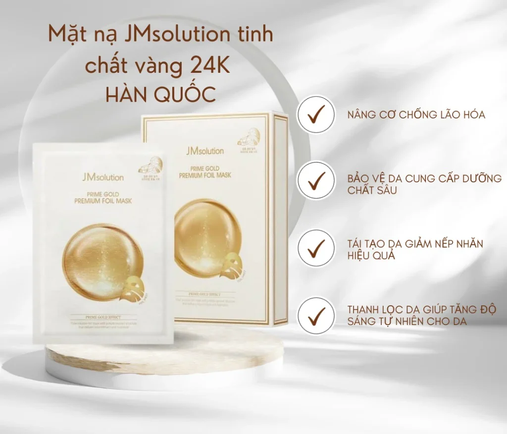 Mặt nạ vàng 24k trẻ hoá và trắng da JM Solution Prime Gold Intensive Mask