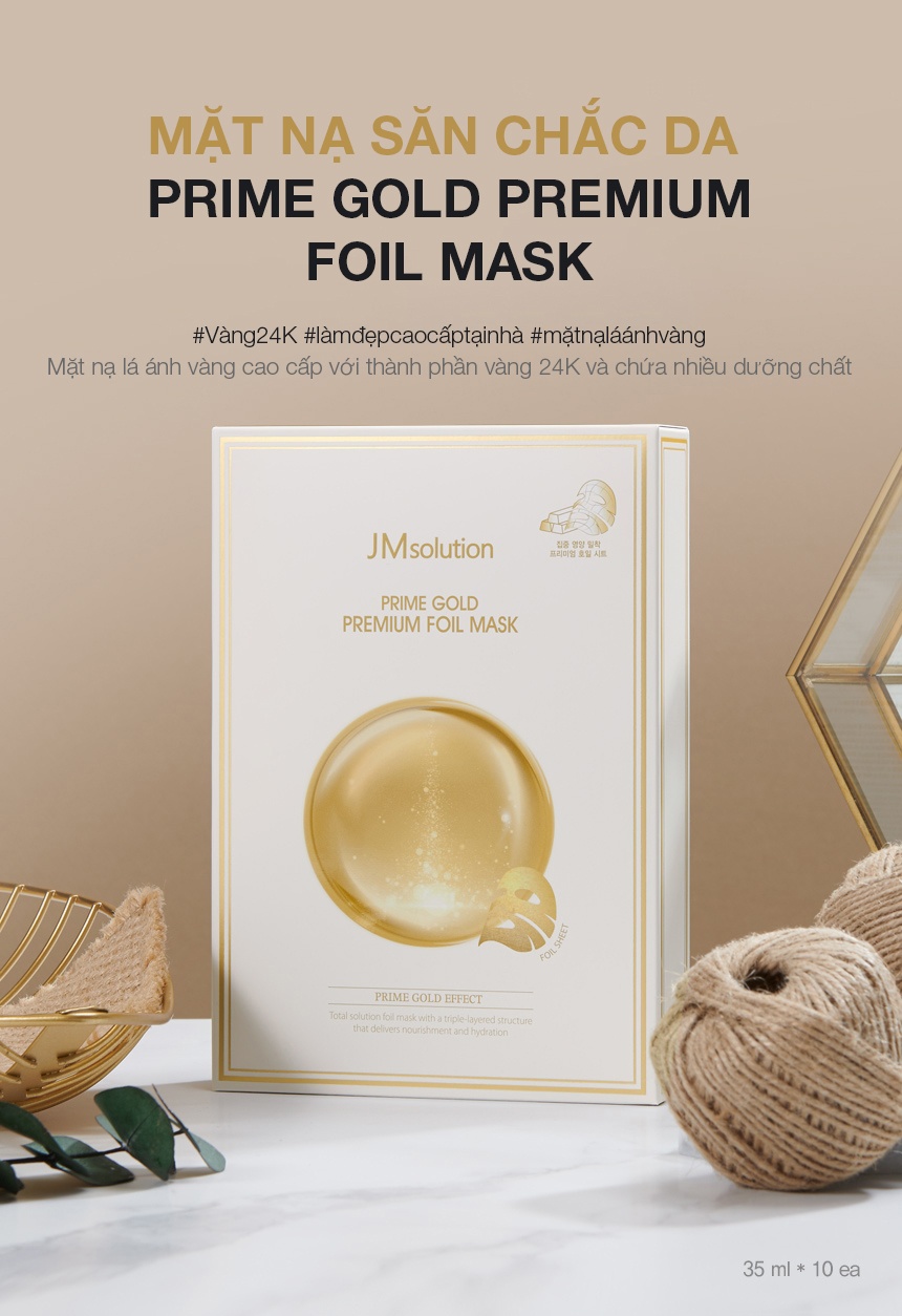 Mặt nạ vàng 24k trẻ hoá và trắng da JM Solution Prime Gold Intensive Mask