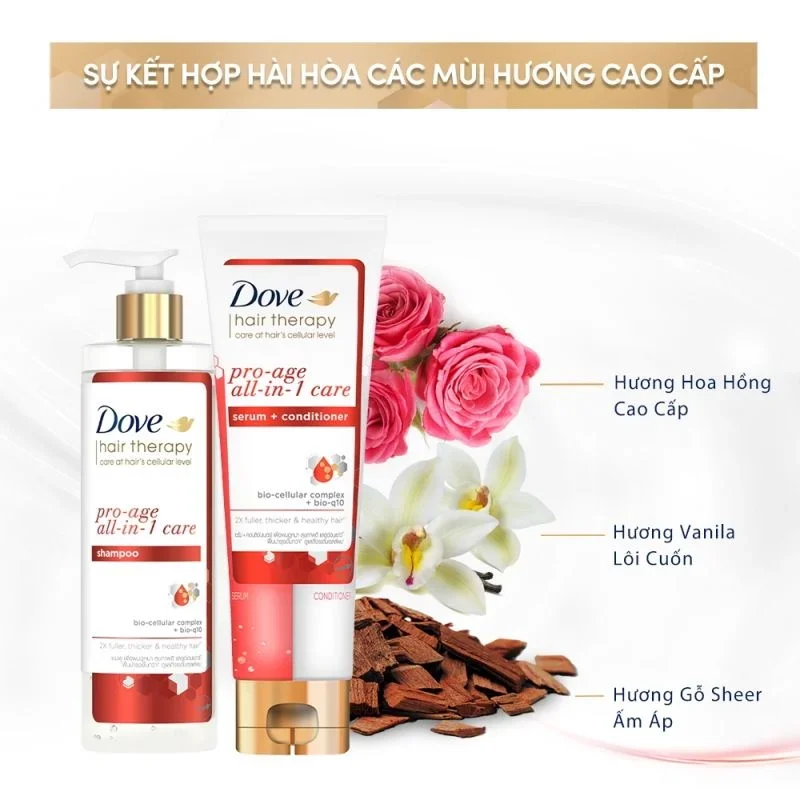 [DOVE] Kem Xả Giúp Tóc Phồng Dày & Ngăn Lão Hóa Dove Hair Therapy Pro-Age All-In-1 Care 230ml