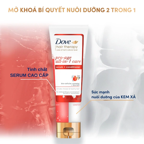 [DOVE] Kem Xả Giúp Tóc Phồng Dày & Ngăn Lão Hóa Dove Hair Therapy Pro-Age All-In-1 Care 230ml