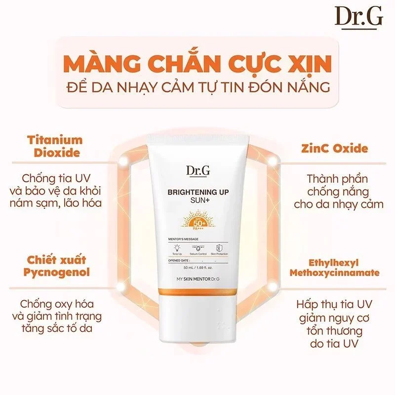 Kem Chống Nắng Dr.G Nâng Tông Brightening Up Sun+ SPF50+ PA+++ 50ml