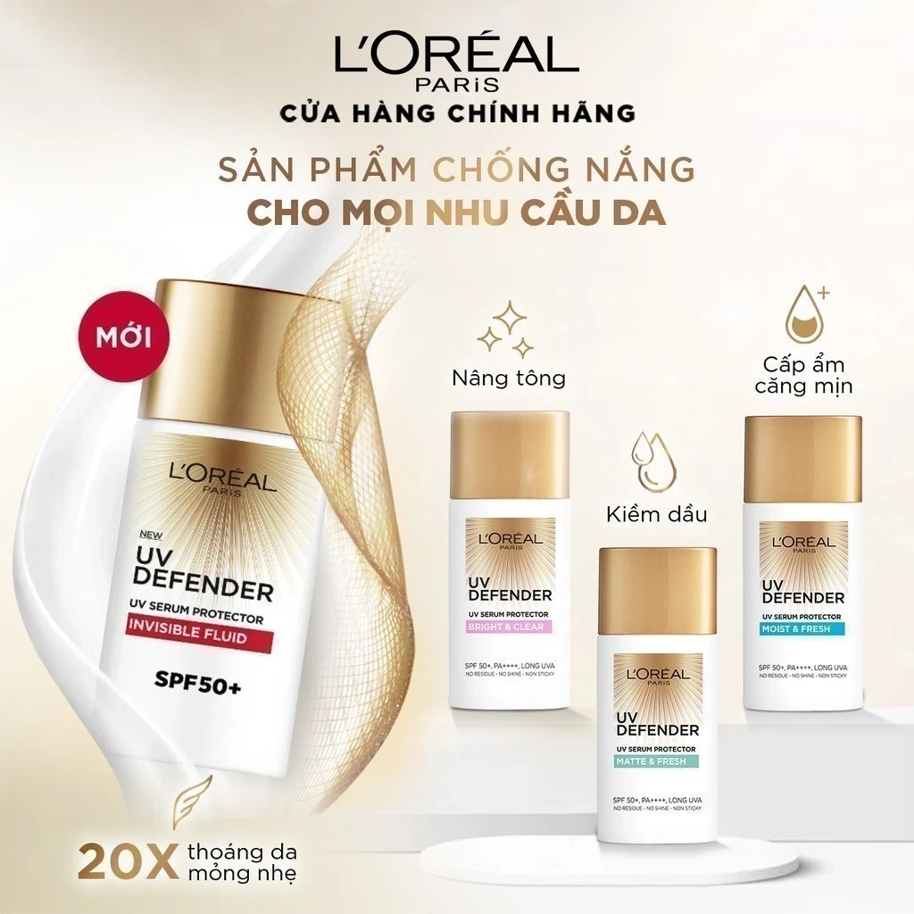 Kem Chống Nắng L'oreal Mỏng Nhẹ Invisible Fluid Đỏ 50ml