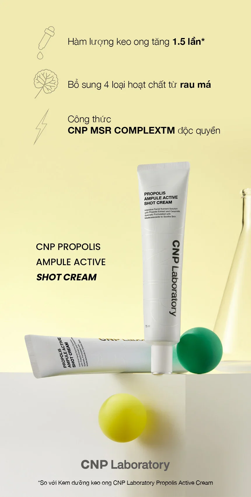 Kem Dưỡng Keo Ong Tái Tạo Phục Hồi Da CNP Laboratory Propolis Ampule Active Shot Cream 50ml