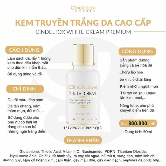 Kem Dưỡng Trắng Nâng Tông Cindeltox White Cream 50ml