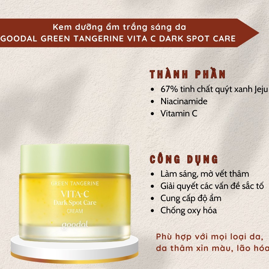 Kem Dưỡng ẩm, Dưỡng Sáng Da Goodal Green Tangerine Vita C Dark Spot Care Cream 50ml