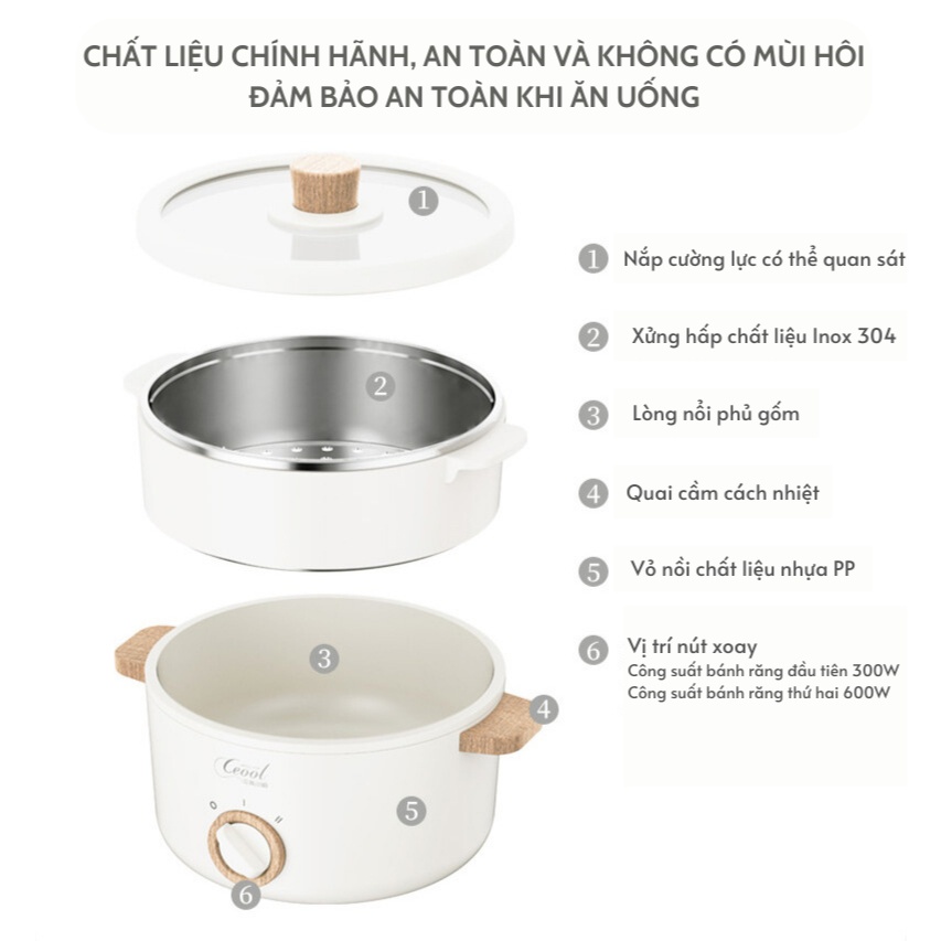 Nồi lẩu điện đa năng CEOOL AJL-A1502 dung tích 1.5L