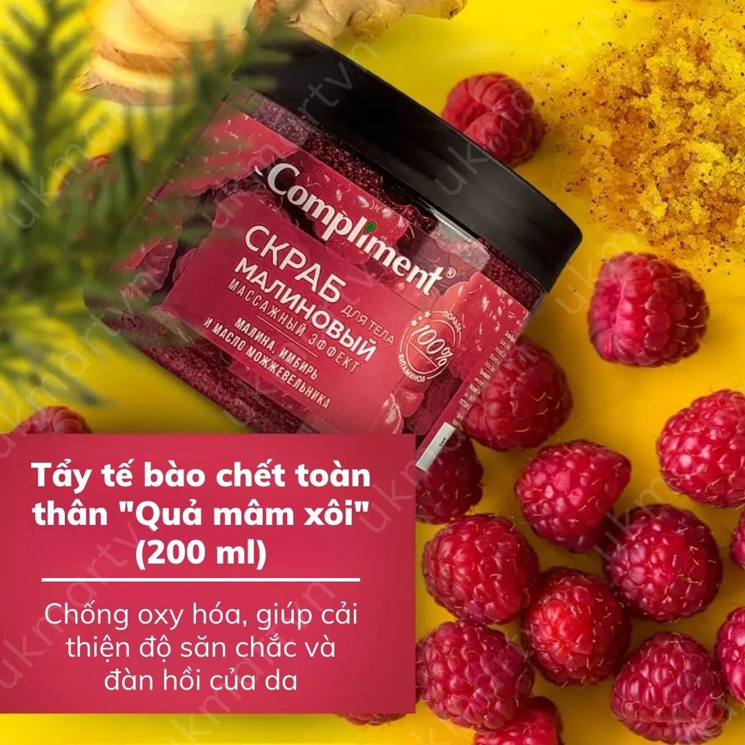 Compliment - Tẩy da chết Body mâm xôi/ Cam 400ml