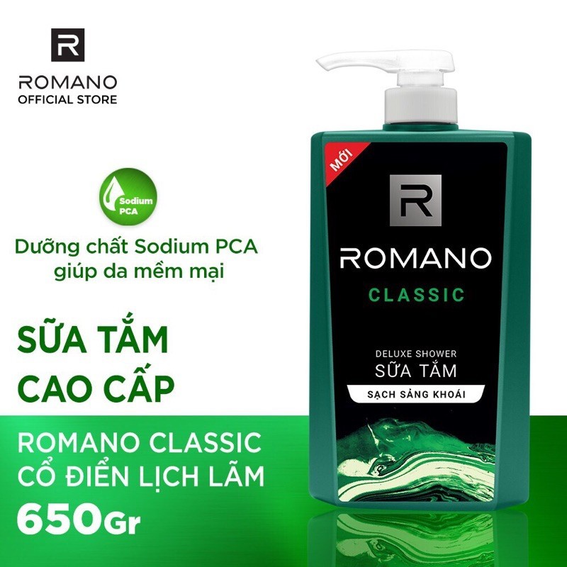 Sữa tắm hương nước hoa Romano Classic sạch sảng khoái 650g