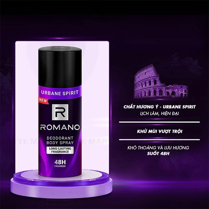 Xịt Toàn Thân Romano Urban Spirit Deodorant Body Spray 150ml – Khử Mùi 48H, Lưu Hương Ý Lâu Dài (tặng thêm 30%)