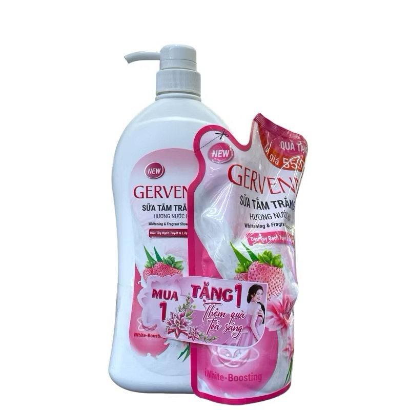 Sữa Tắm Gervenne Hương Nước Hoa Ý 1.2L Tặng Túi 600g – Làn Da Sáng Mịn, Thơm Lâu