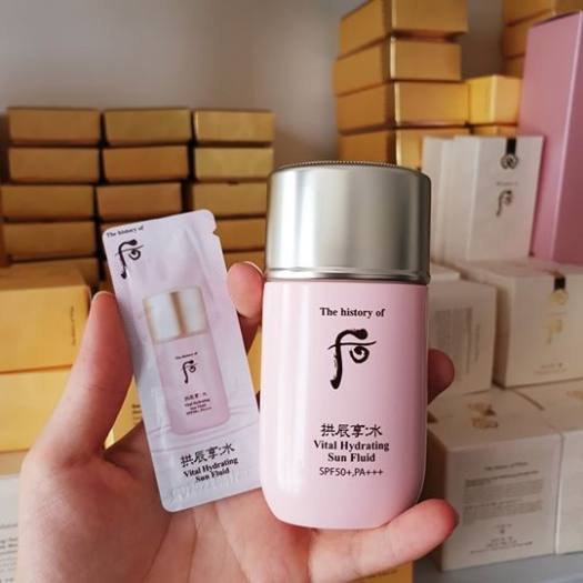 [sample] set 20 gói kem chống nắng kiềm dầu Whoo hồng vital hydrating sun fluid