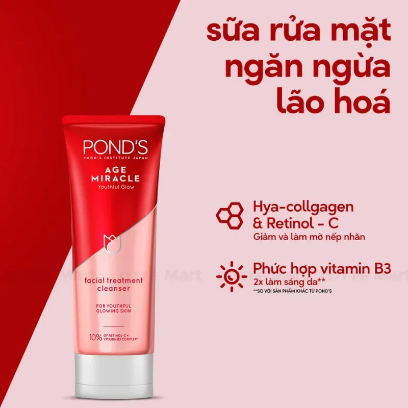 Sữa Rửa Mặt Pond'S Age Miracle Mờ Đốm Nâu Và Nếp Nhăn Với 50X Hexyl-Retinol 100G