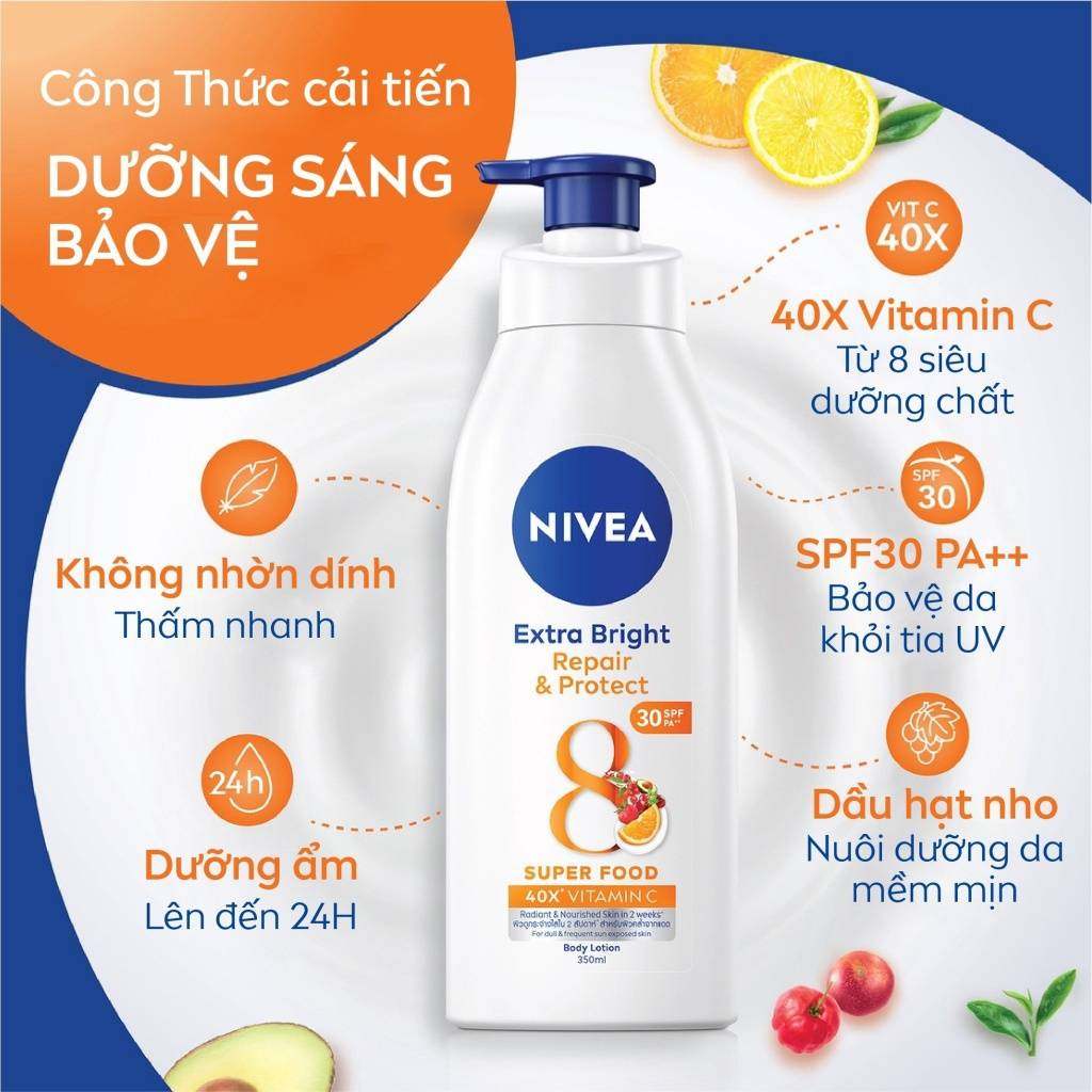 Sữa Dưỡng Thể Giúp Dưỡng Sáng Giúp Phục Hồi & Chống Nắng Nivea 350Ml