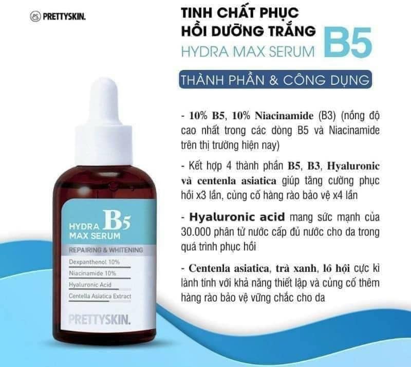 Tinh Chất Phục Hồi, Dưỡng Trắng Pretty Skin Hydra B5 Max Serum 50ml