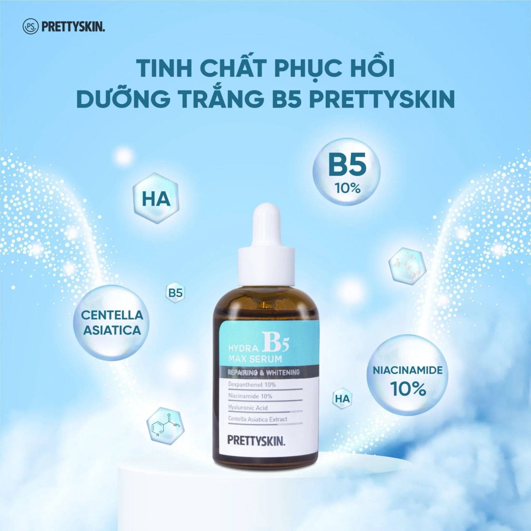 Tinh Chất Phục Hồi, Dưỡng Trắng Pretty Skin Hydra B5 Max Serum 50ml
