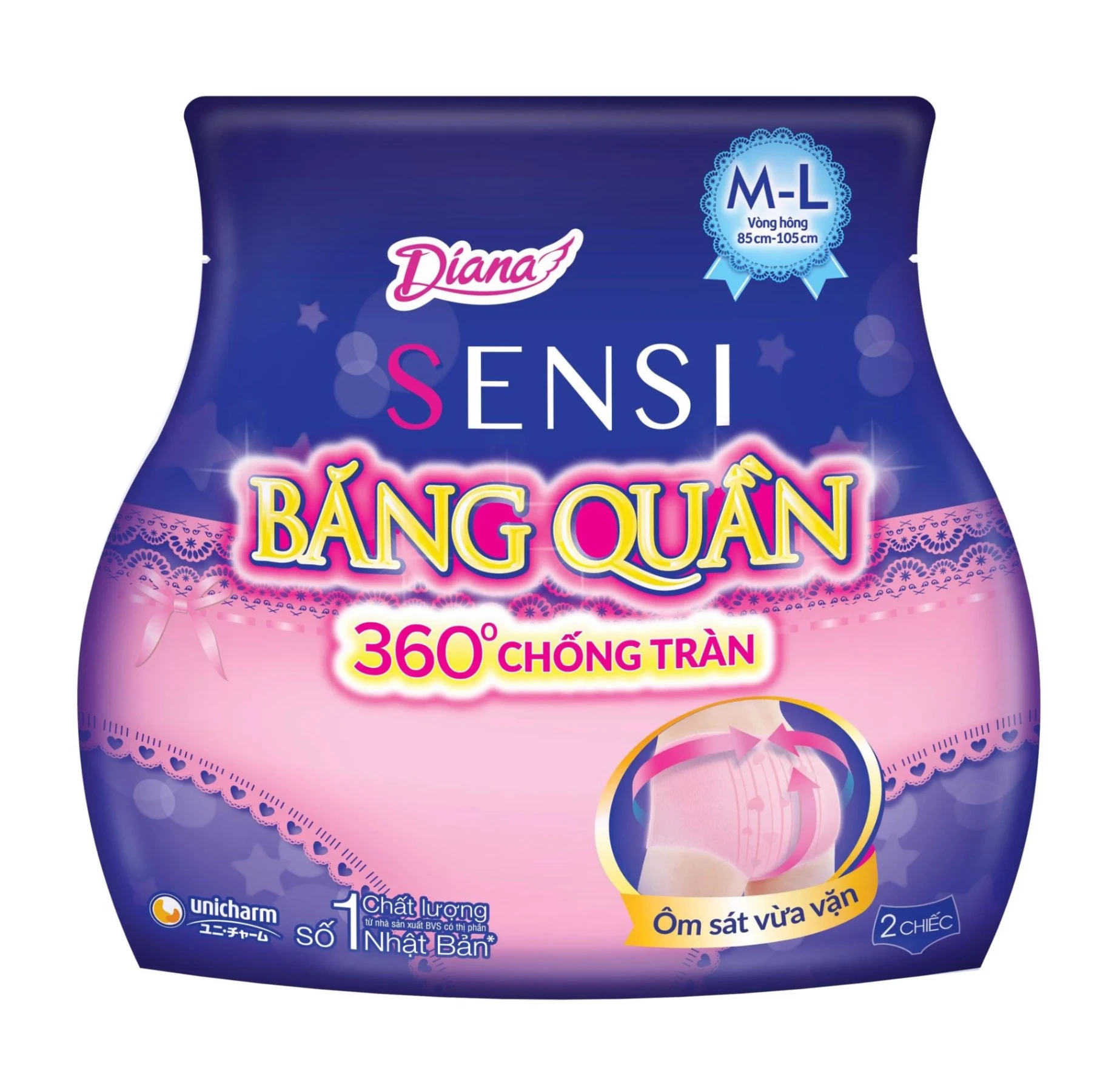 Băng vệ sinh ban đêm dạng quần Diana Super Night Size M-L (2 chiếc/gói)
