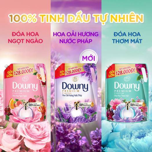 Nước Xả Vải DOWNY Tinh Dầu Thiên Nhiên/Nước Hoa Cao Cấp Túi 3L