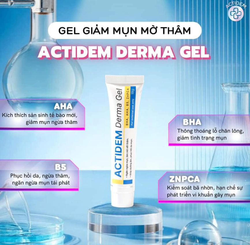 Gel Trị Mụn Giảm Thâm Actidem Derma Gel 18g – An Toàn Hiệu Quả