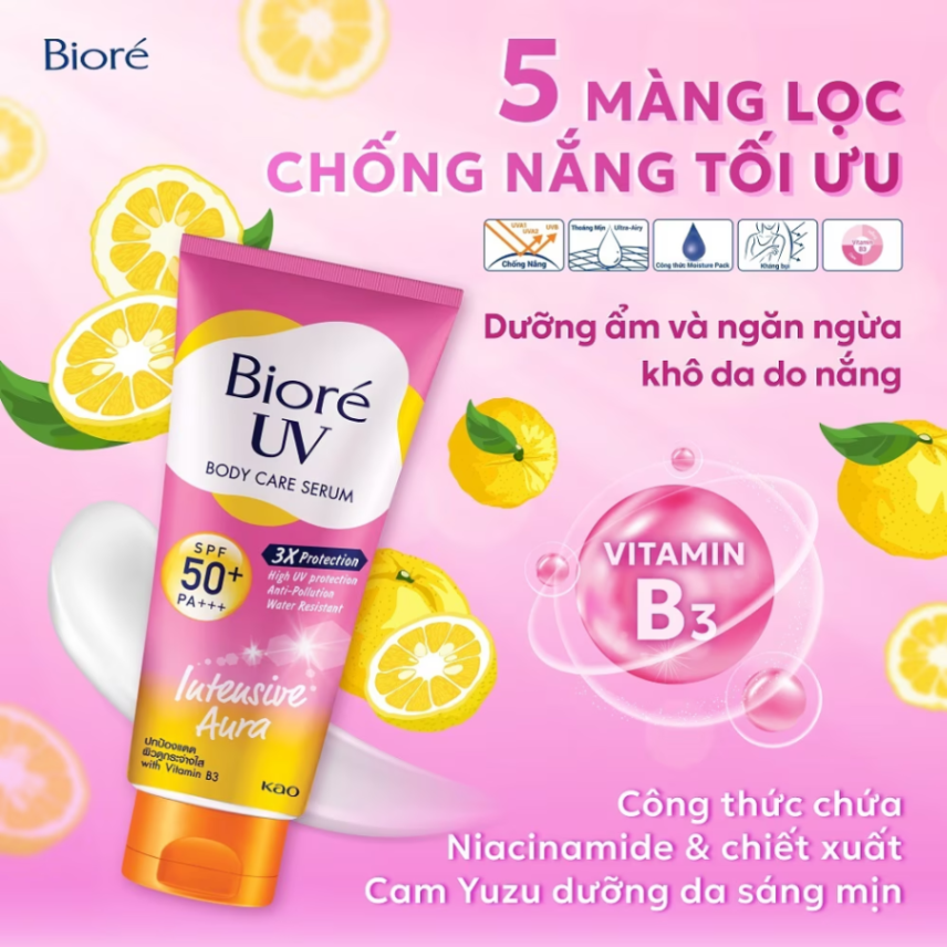 Serum chống nắng dưỡng thể kháng bụi Bioré UV SPF50+ PA+++ Kao (150ml)