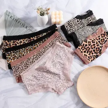 Quần lót nữ su lạnh hoạ tiết da beo phối viền ren quyến rũ