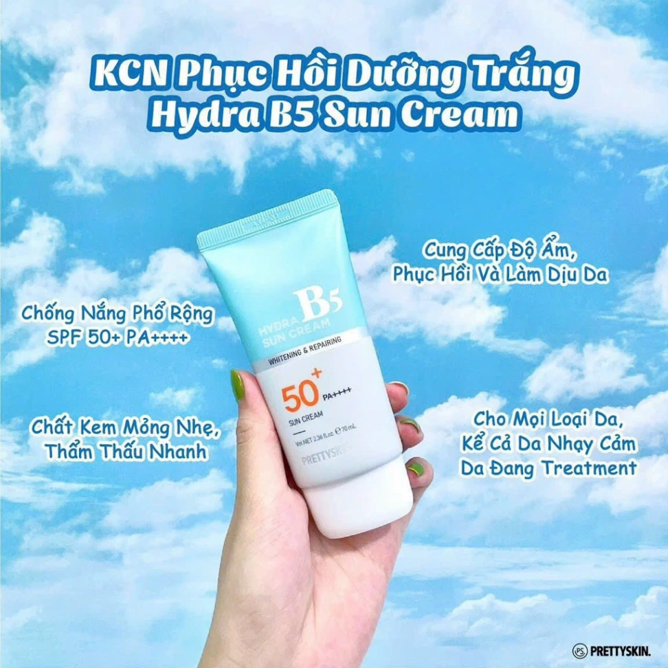 Kem Chống Nắng Phục Hồi Dưỡng Trắng Pretty Skin Hydra B5 Suncream 70ml