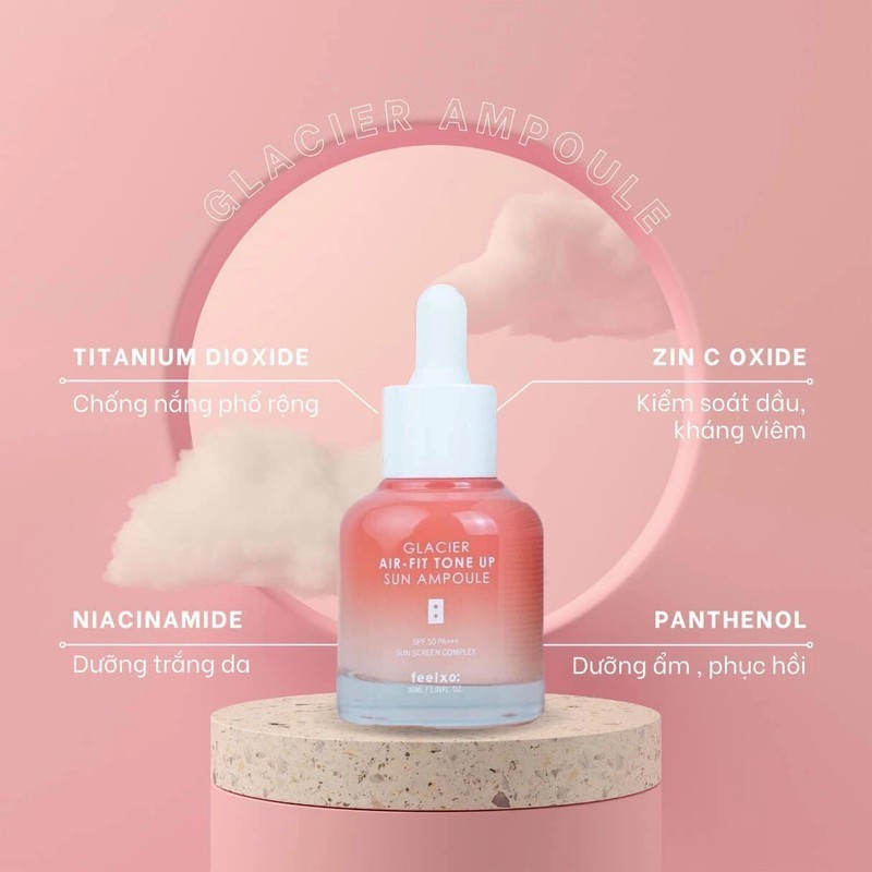 Serum Chống Nắng SPF50++ Dưỡng Trắng GLACIER Air Fit Tone Up Ampoule - 30ml