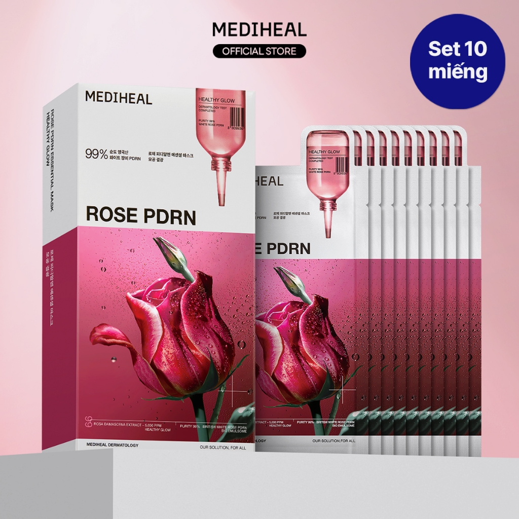 Mặt nạ dưỡng ẩm, se khít lỗ chân lông Mediheal Rose PDRN (1 miếng)