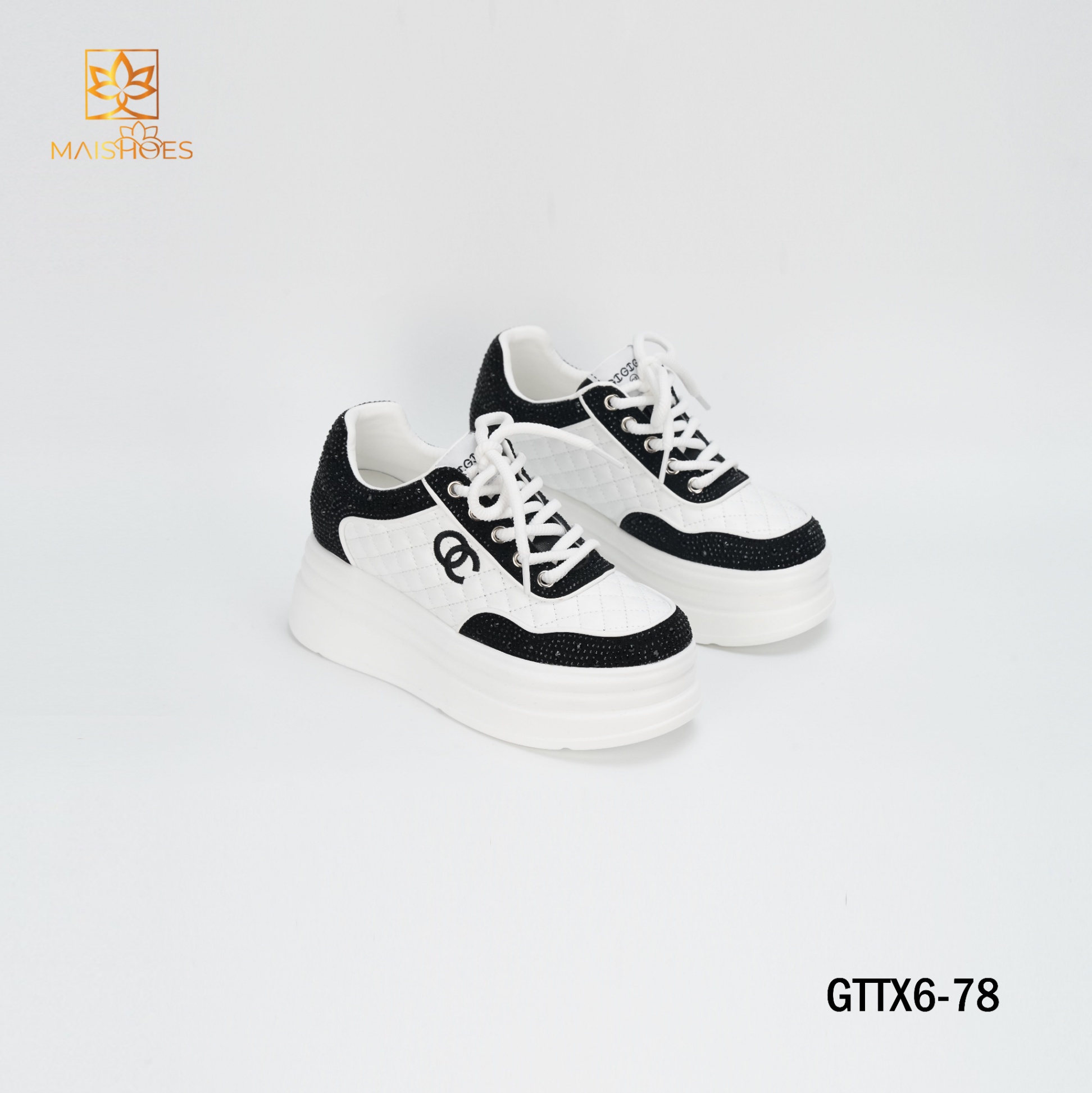 GIÀY THỂ THAO NỮ ĐEN PHỐI TRÁNG SIÊU XINH GTTX6-78