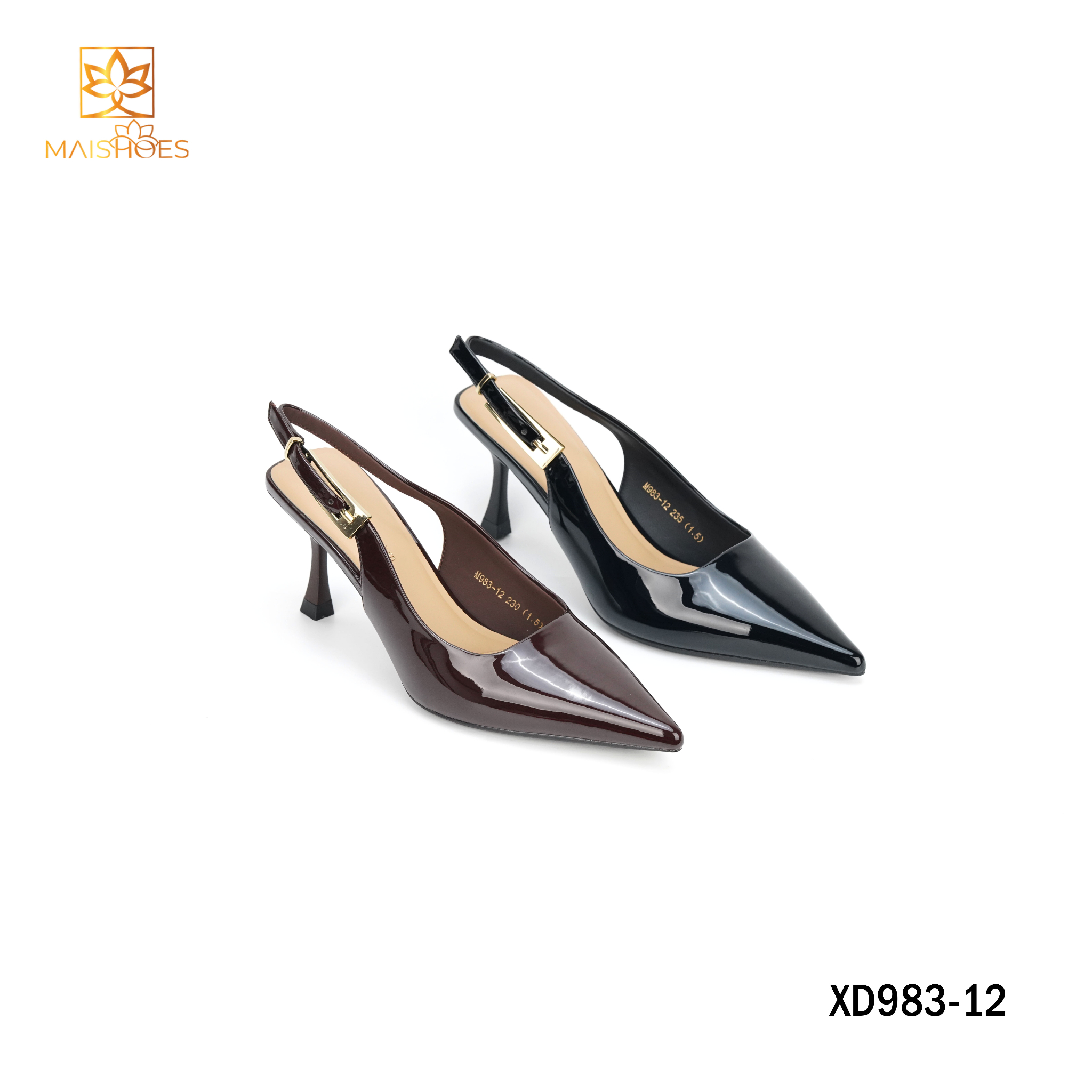 SANDAL DA NỮ MŨI NHỌN  QUAI DA MỊN BÓNG XD983-12