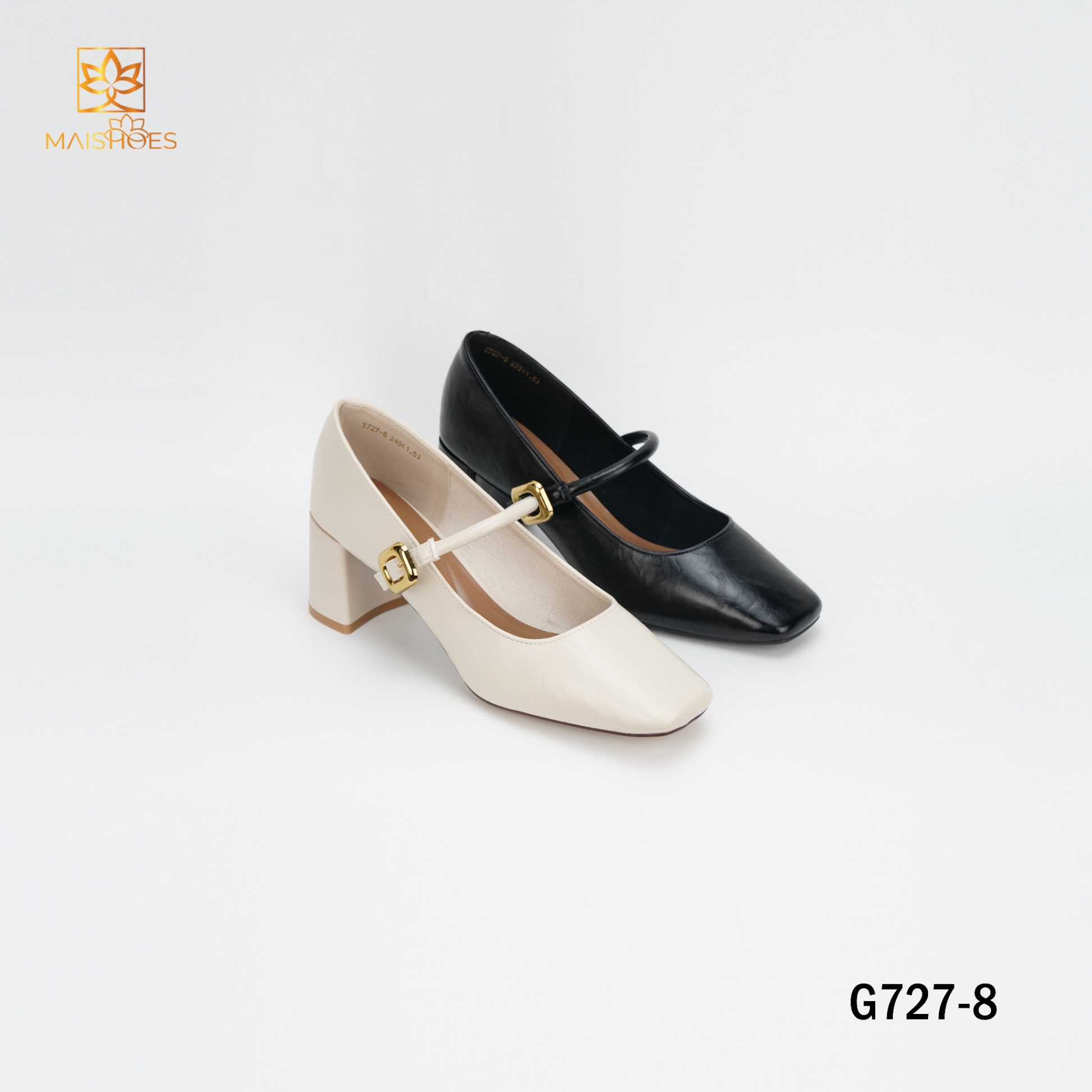 GIÀY NỮ GÓT VUÔNG QUAI MẢNH NGANG G727-8