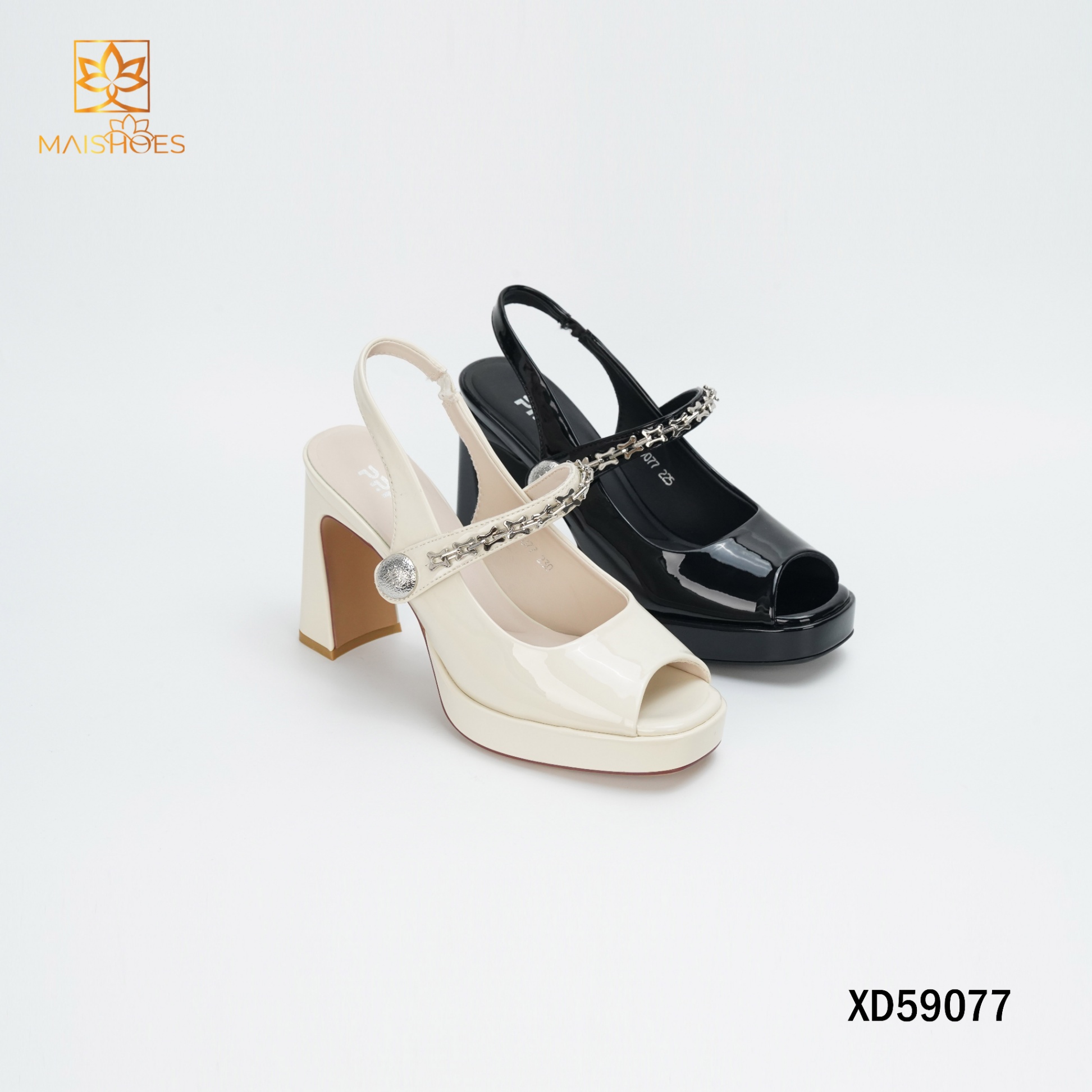 SANDAL NỮ CAO GOT QUAI DA ĐẾ 9CM XD59077