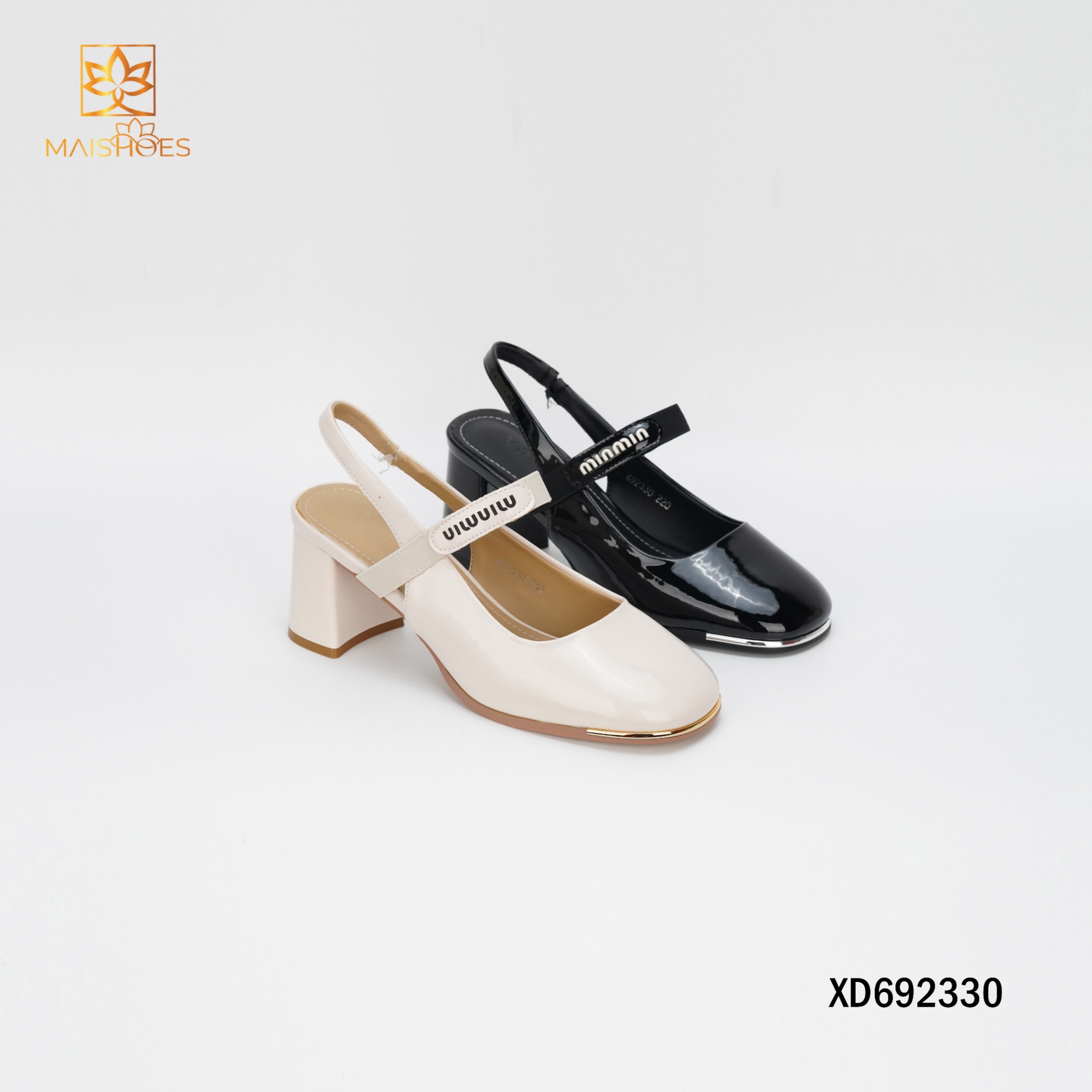 SANDAL MŨI KÍN DA BÓNG GÓT VUÔNG XD692330