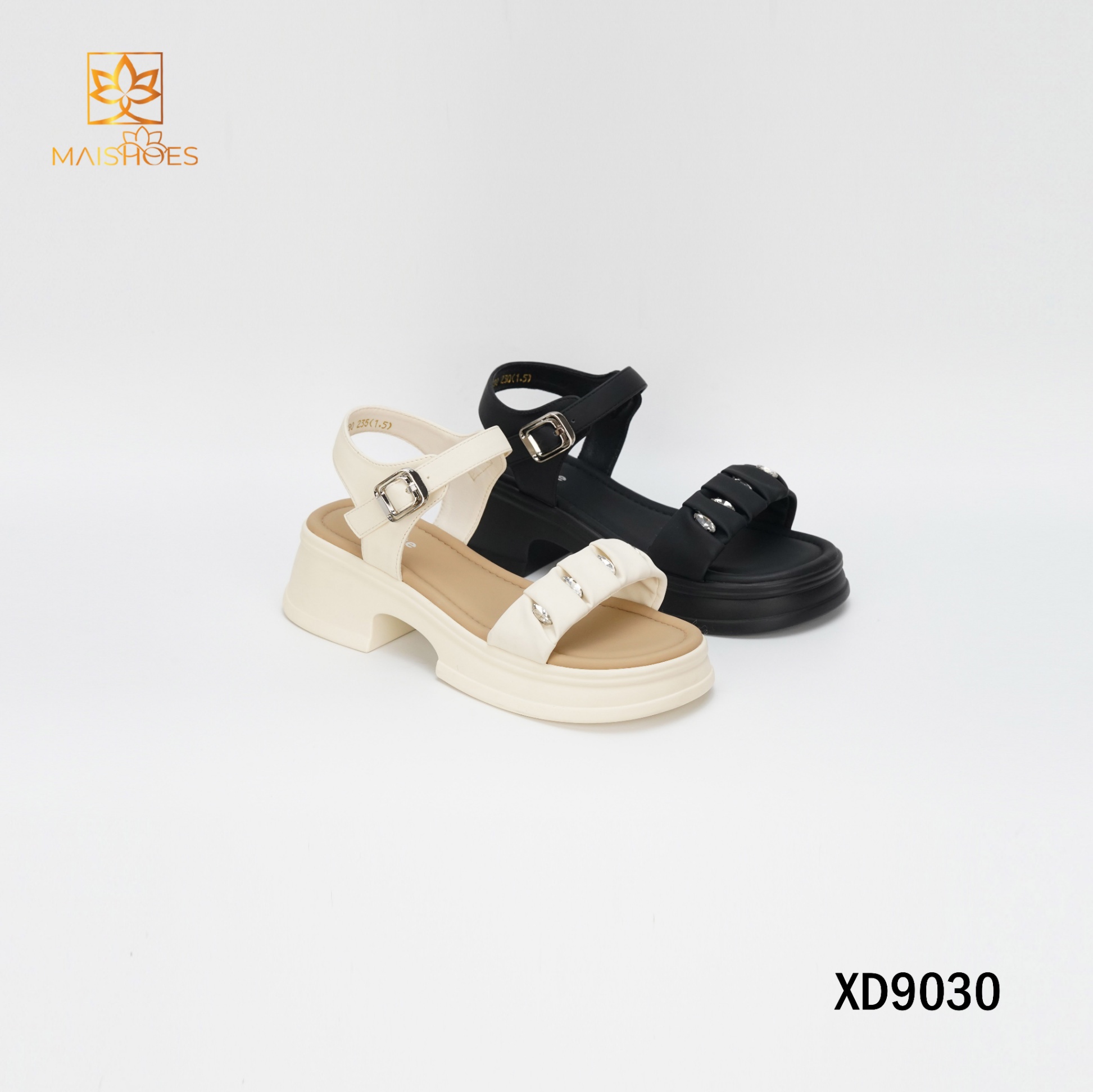 SANDAL QUAI DA SIMILI ĐÍNH ĐÁ SANG CHẢNH XD9030