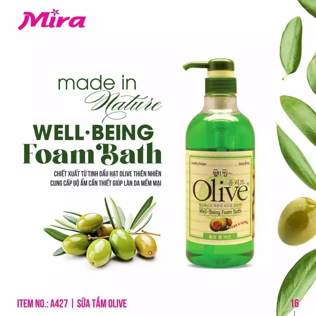 Sữa Tắm Olive – Bí Quyết Dưỡng Da Mềm Mịn, Tự Nhiên Từ Thiên Nhiên