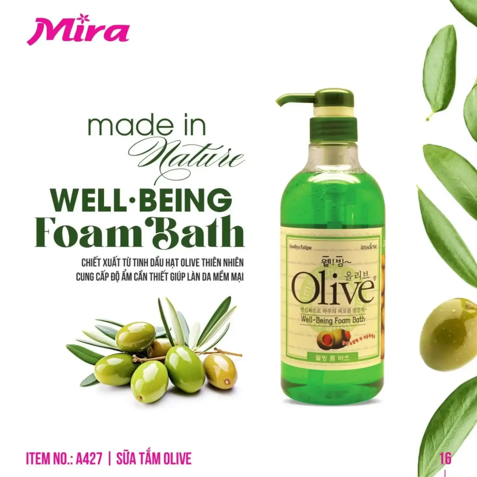 Sữa Tắm Tạo Bọt Olive: Trợ Thủ Cho Làn Da Mềm Mại Và Tươi Mới Mỗi Ngày