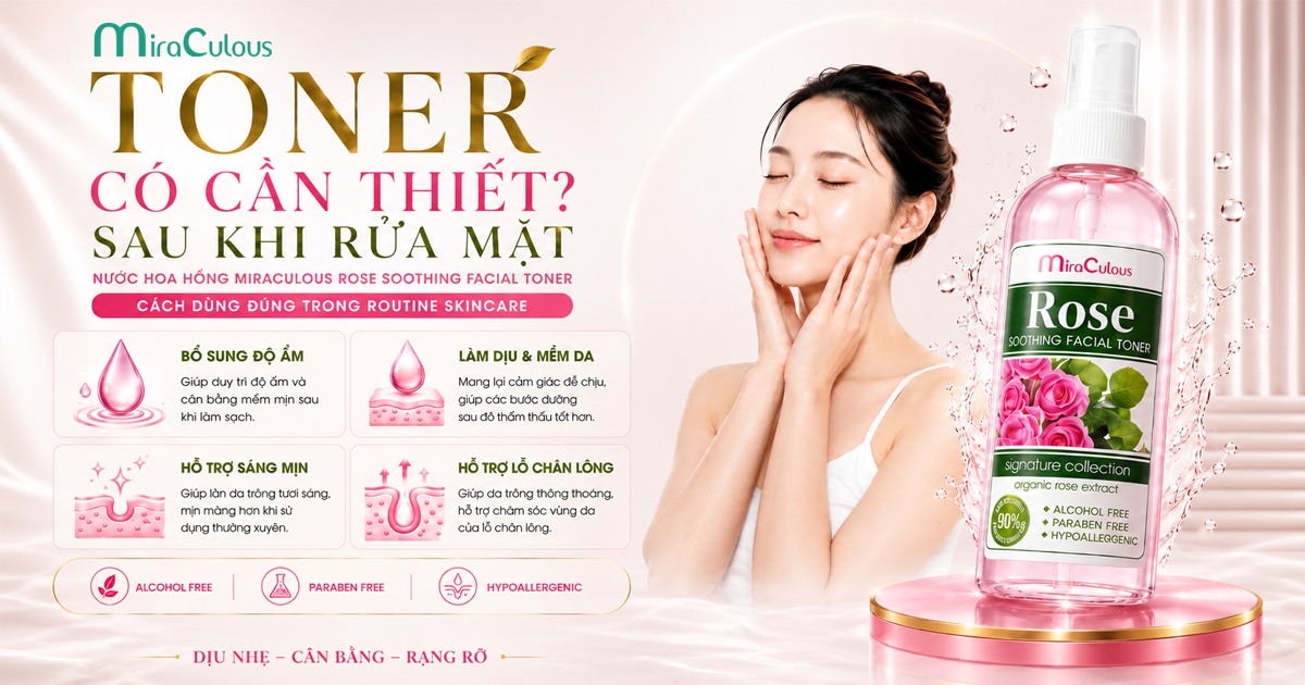 Toner có cần thiết sau khi rửa mặt? Cách dùng đúng trong routine skincare