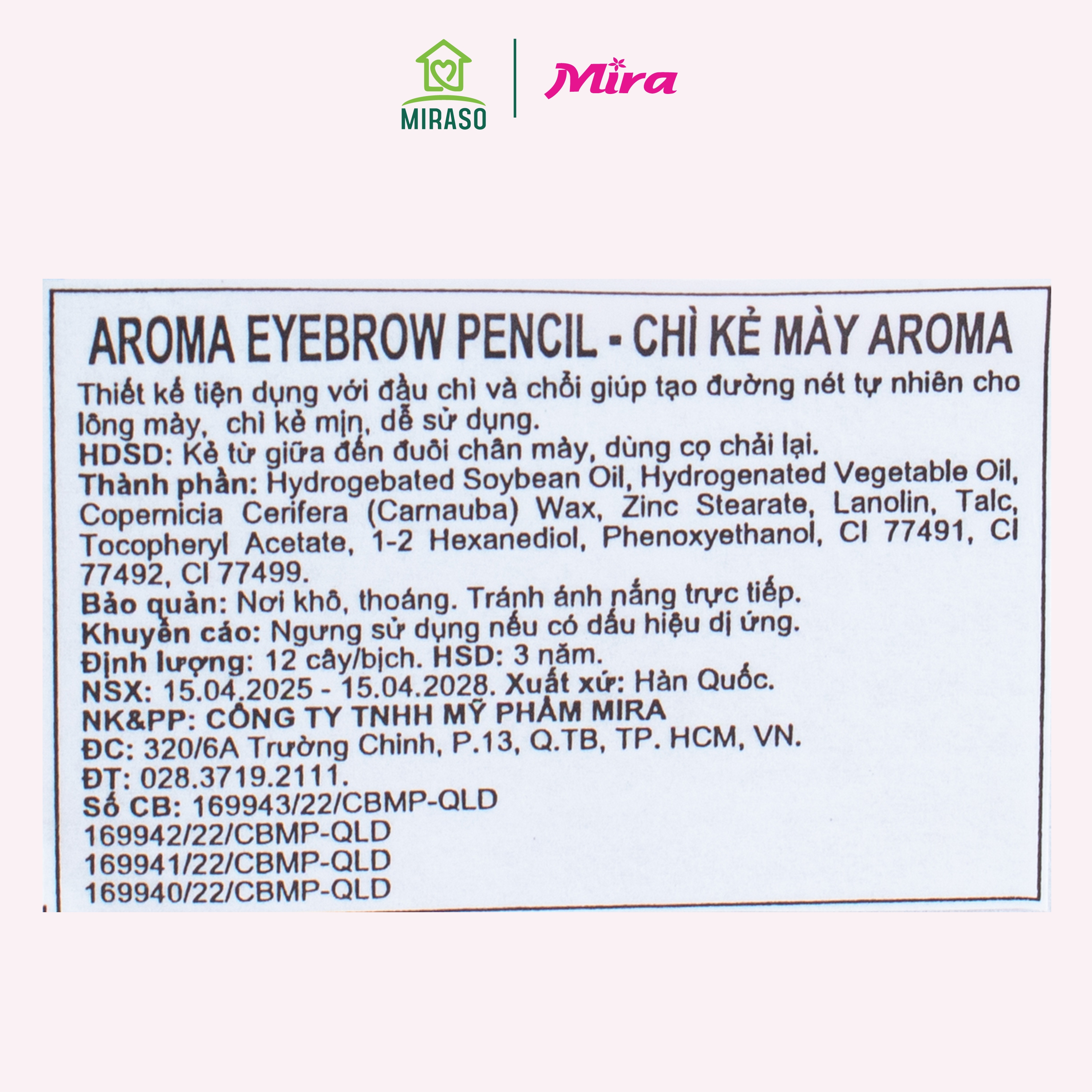 [C428- 33] AROMA EYEBROW PENCIL - CHÌ KẺ MÀY AROMA