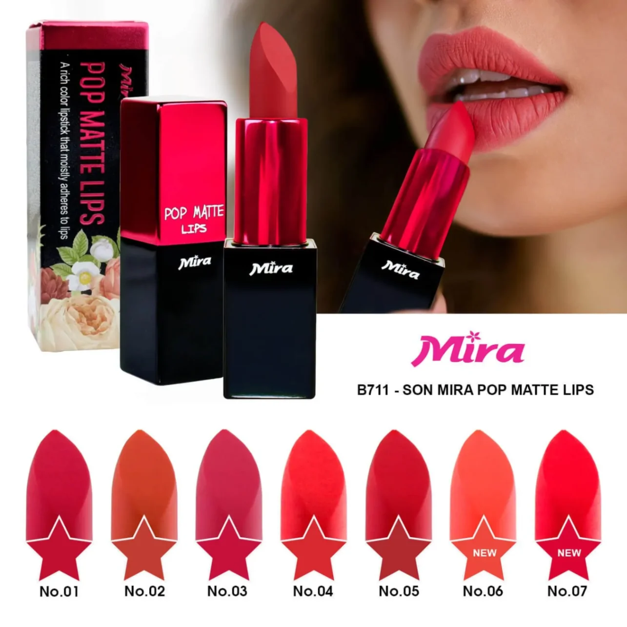 Son Lì Bền Màu Lâu Trôi Mira Pop Matte Lips