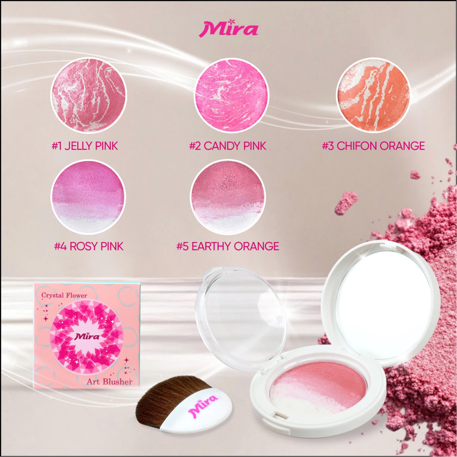 Phấn Má Hồng Mira Crystal Flower Art Blusher