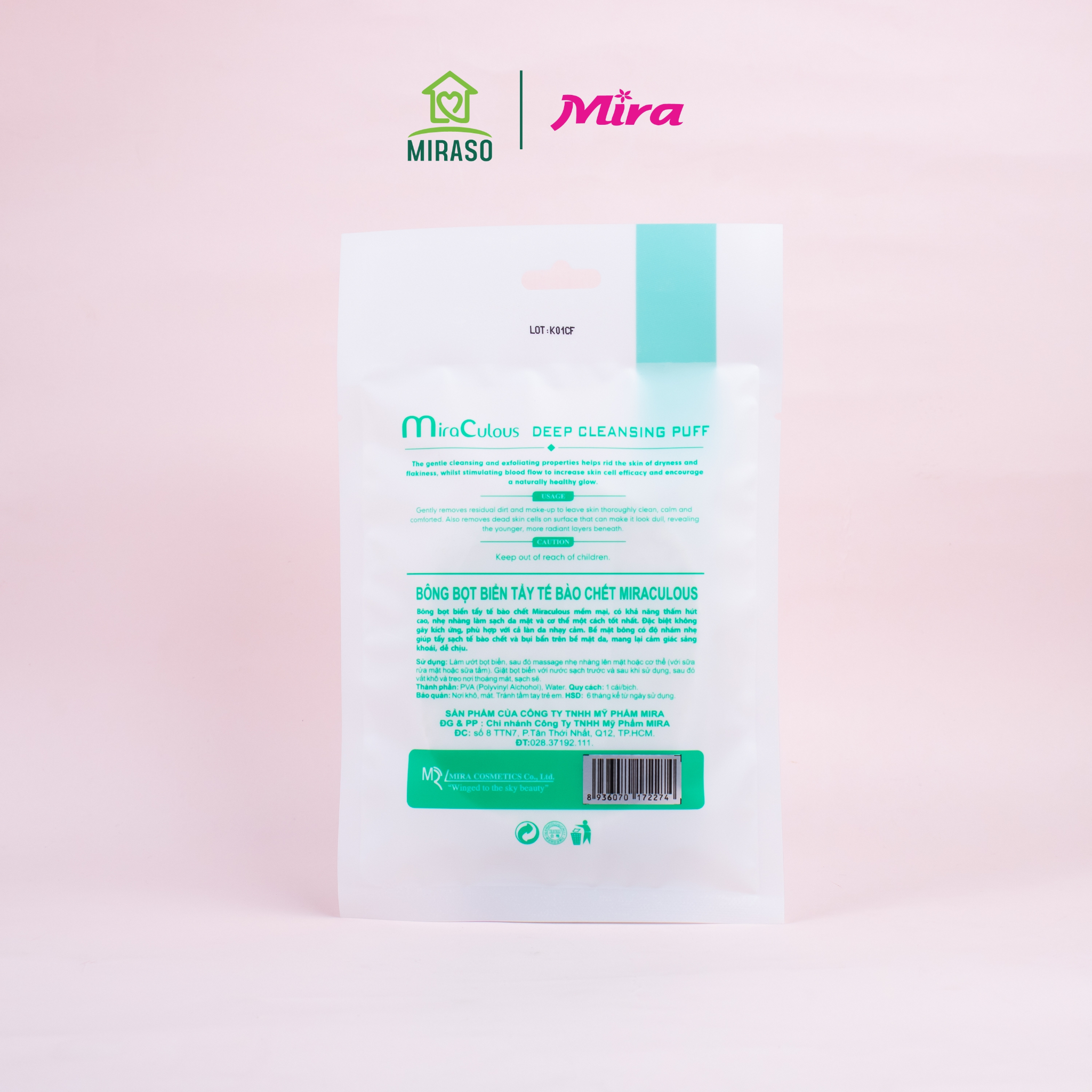 Bông Bọt Biển Tẩy Tế Bào Chết MiraCulous Cát Trắng D298