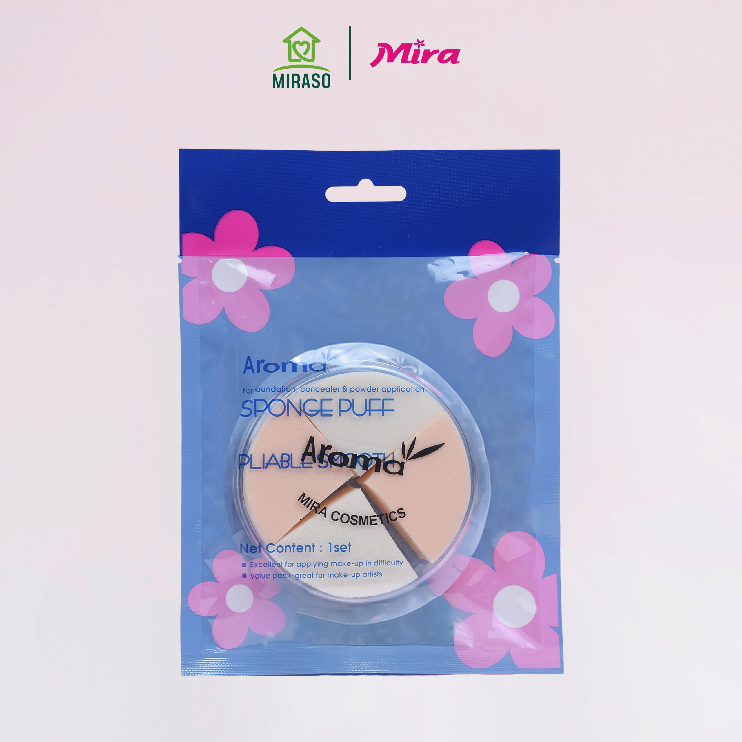 Bông Phấn Trang Điểm 4 Miếng Aroma – C400 HÀNG CHÍNH HÃNG