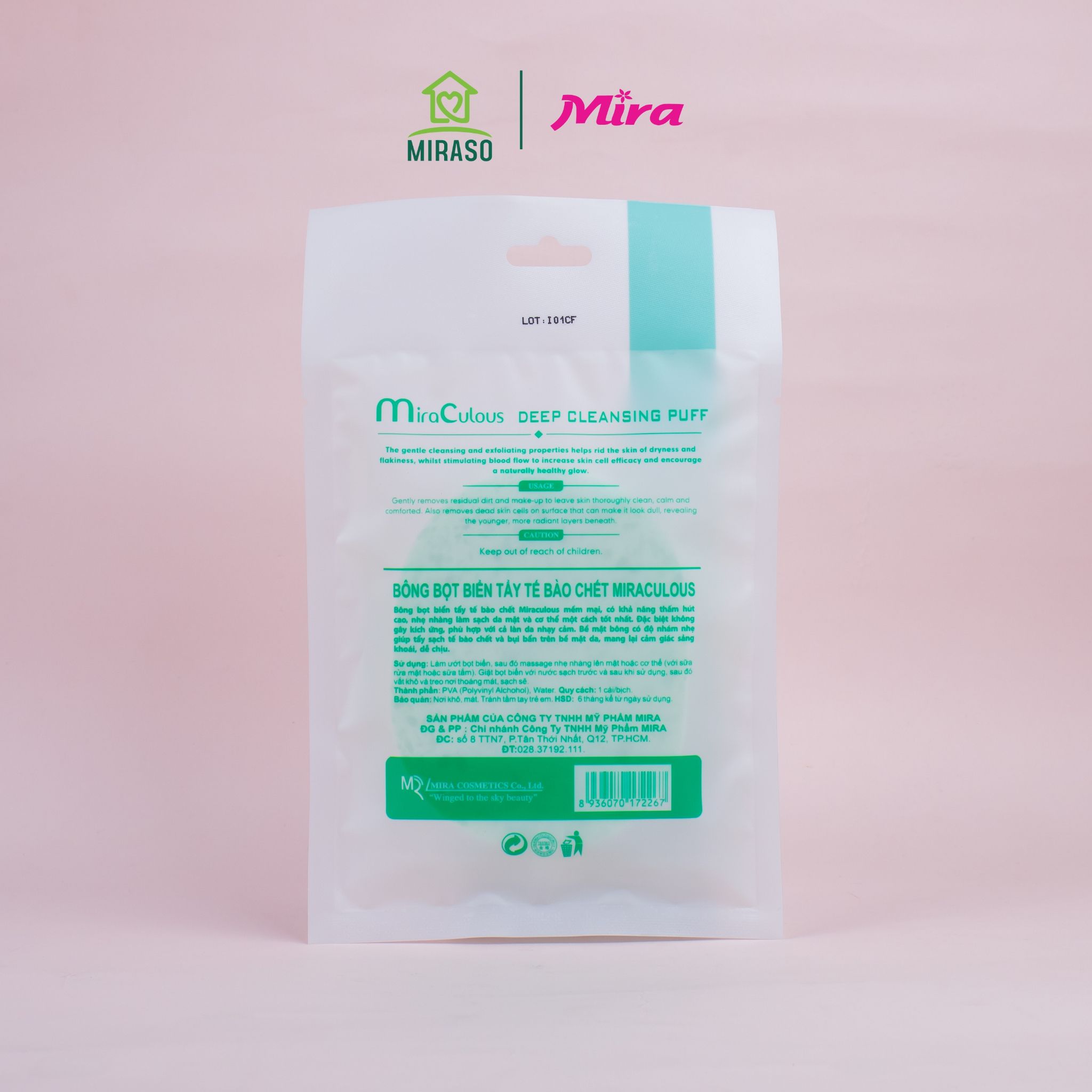 Bông bọt biển tẩy tế bào chết Miraculous xanh