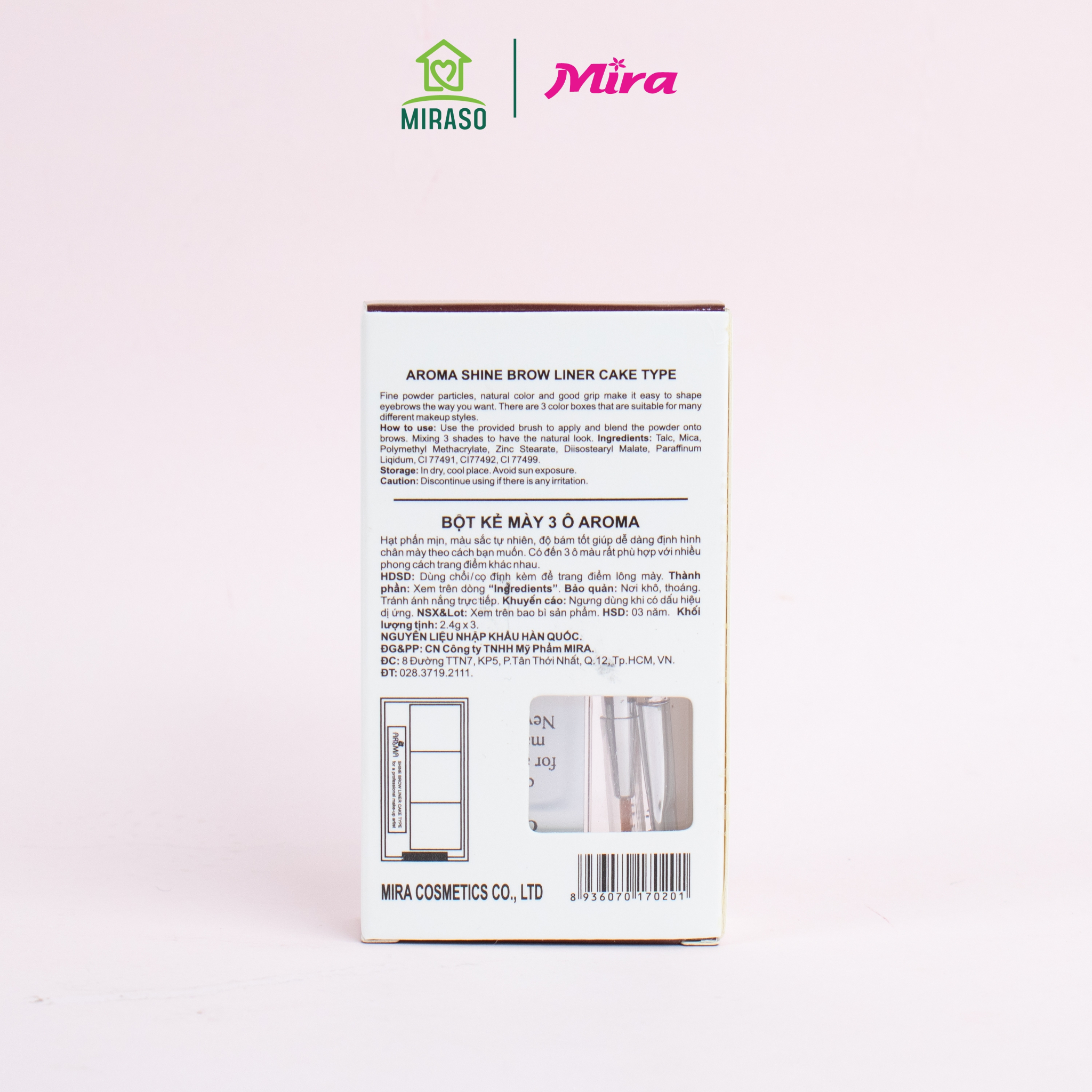 Bột kẻ mày AROMA shine brown liner cake type
