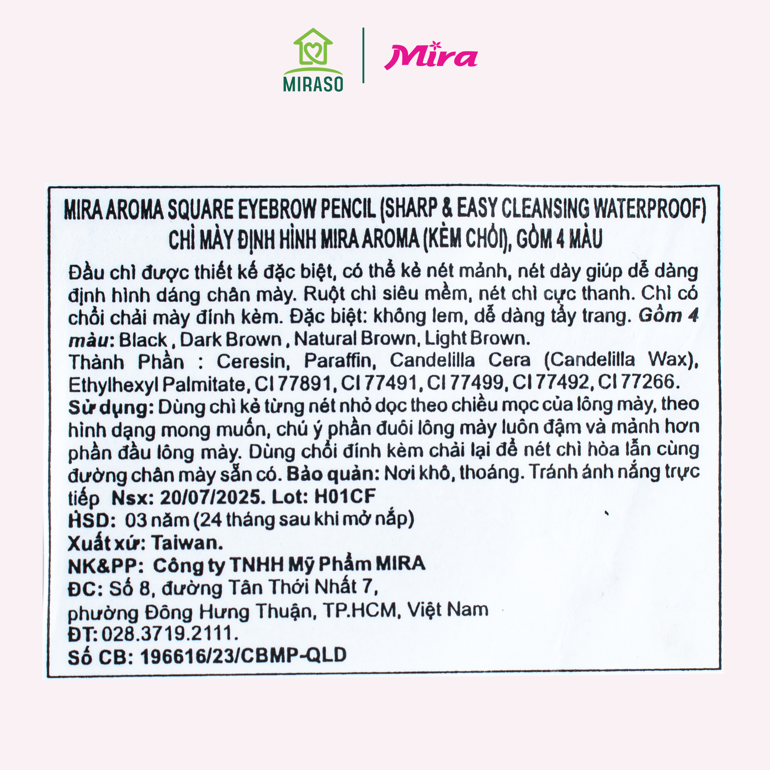 CHÌ MÀY ĐỊNH HÌNH MIRA AROMA (KÈM CHỔI)
