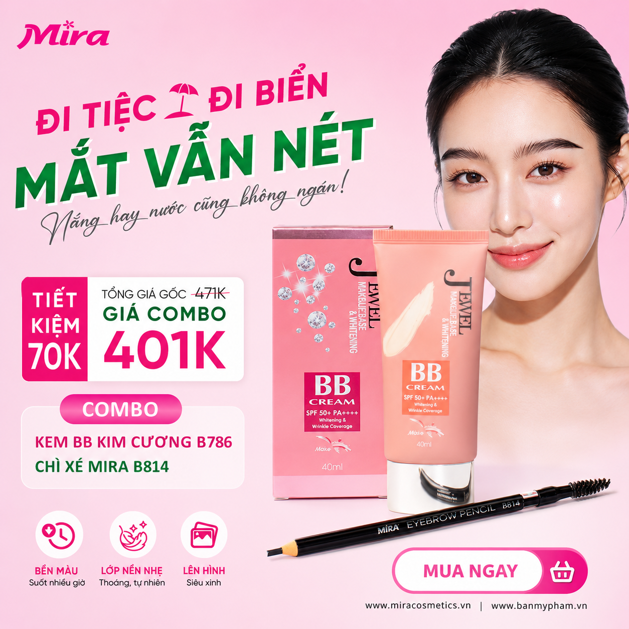 COMBO 3 – Đi Tiệc / Đi Biển – Mắt Vẫn Nét, Không Lem!
