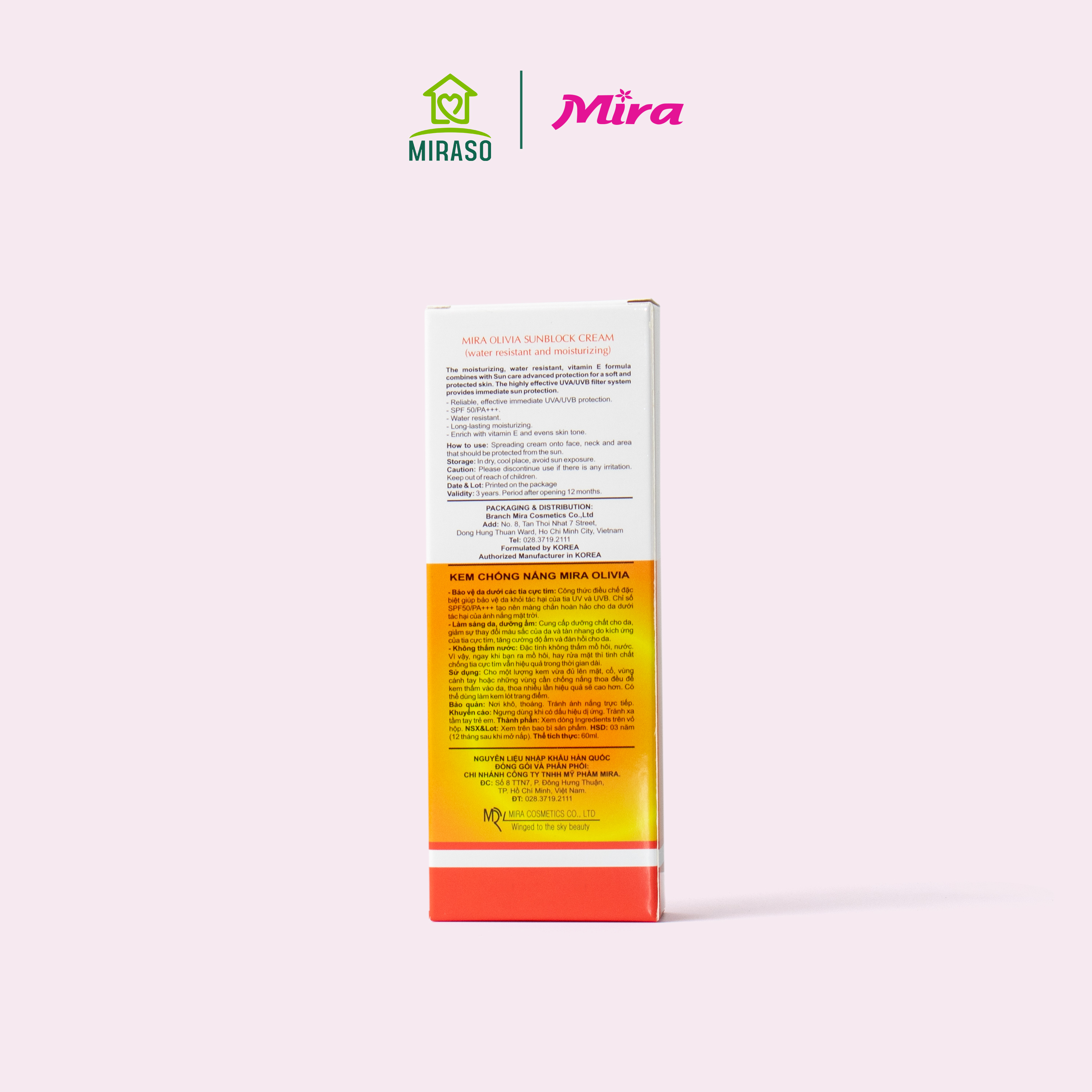 Kem chống nắng OLIVIA MIRA Sun Cream - Dành cho mọi loại da, đặc biệt là da dầu.
